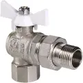 Шаровый кран VALTEC Base, латунь, никелированный, угловой, 3/4, серебристый
