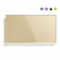 Сенсорный выключатель WiFi 3 клавиши 2 поста (1G+2G) стекло 157х86мм цвет золотой