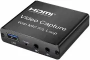 Карта видеозахвата и стриминга c выходом AUX и микрофон 4K HDMI 1080P 60 кадров USB 3,0 video capture full HD