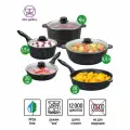 Набор 9 пр. Elan Gallery гармония вкуса Черный мрамор Сковороды 20 см,28 см, н/р, Жаровня 28см, Кастрюля 4л, Ковш 1,5л
