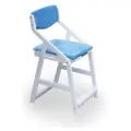 Стул детский регулируемый по высоте для школьника Робин WOOD Белый с чехлом Лазурь