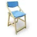 Стул детский регулируемый по высоте для школьника Робин WOOD натуральное дерево (ЛАК) с чехлом Лазурь