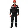 Костюм титан: куртка короткая, полукомбинезон, черный с красным и СОП р. 56-58/182-188 / Костюм рабочий мужской / Костюм рабочий