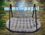 Подвесные качели, качели садовые, диван 155х105х15см, качели для дачи, уличные качели коричневый-бежевый