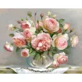 Алмазная мозаика на подрамнике / Картина стразами Натюрморт. Розы в вазе 40х50 , сложность 5, цветов 23, Komas