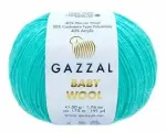 Пряжа Gazzal Baby wool, цвет 832 светлый изумруд, набор 12 мотков, вес мотка 50 гр, длина нити 175 м / Газзал беби вул