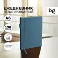 Ежедневник недатированный, А6, 136л, твердый переплет, кожзам, BG Palm. Steel blue, голубой