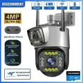 4MP 2K PTZ IP-камера + 128 ГБ Карта памяти с двумя объективами и несколькими видами Night Vision Outdoor Wifi Surveillance Camera ICsee