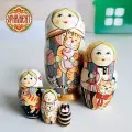 Матрешка деревянная детская развивающая игрушка Котик 5 мест 11 см Орнамент