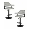 Набор 2 шт. Стул барный DOBRIN CHARLY BLACK, LM-5019_BlackBase, светло-серый твид (LEO04)