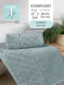 Полотенце банное махровое, набор 2 шт. для тела лица 70х140, 50х90 см, бамбук 550 гр/м, серо-голубой