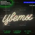 Неоновый светильник, неоновая светодиодная вывеска на стену, настенная неоновая лампа, надпись Цветы, 80 х 32 см.