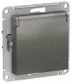 Розетка 1-м СП AtlasDesign 16А IP20 с заземл. защ. шторки с крышкой механизм сталь SE ATN000946