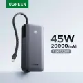 UGREEN 45 Вт 20000 мАч Встроенный кабель типа C Power Bank для Samsung S25 Ultra PPS Быстрая зарядка аккумулятора Внешнее зарядное устройство, Global Version