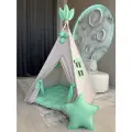 Вигвам детский СЕРЫЙ с САЛАТОВЫМ с ковриком, Комплект SWEET HOME for kids