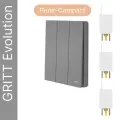 Беспроводной выключатель GRITT Evolution 3кл. графит комплект: 1 выкл, 3 реле 500Вт EV231330GR