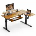 Компьютерный стол угловой Eureka ERK-L60R-RB c электрической регулировкой по высоте - правый