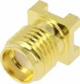 Разъем AMPHENOL 132134-10 Гнездо SMA мама вертикальный 50Ом SMT на PCB тефлон 1 шт