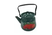 Эмалированный чайник стальэмаль Клубника садовая 3.5 л сферический, зелёный рябчик, с петлёй С2716. з*59 СП2557