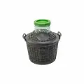 Бутыль стеклянная 10 л, банка с широким горлом в корзине, для хранения или транспортировки