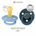 Набор 2 шт. Соска пустышка BIBS латексная классическая Colour Sky Blue/Steel Blue 6+ месяцев