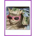 Алмазная мозаика на подрамнике - вышивка Кот с деньгами 40 х 40 см