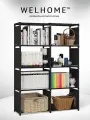 Стеллаж WELHOME для хранения 8 секций, универсальный, напольный, черный
