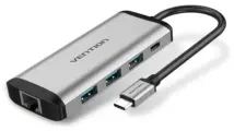 3-port USB Type C Hub Vention TGDHB (OTG USB 3.0 F x 2 / RJ45 F)