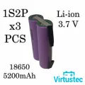 Аккумуляторная сборка 1s2p, 18650 3,7 Вольт, 3шт.