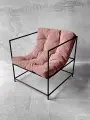 Кресло мягкое удобное для отдыха, уличное, на балкон, на веранду, в стиле лофт, минимализм, Флафф юнит велюр розовый
