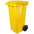 Мусорный контейнер уличный 120 литров бак на колесах с крышкой (Жёлтый)