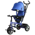 Велосипед детский трехколесный CITYRIDE, колеса пластик 10/8, поворотное сиденье, бампер, багажник, синий, CR-B3-01DBL