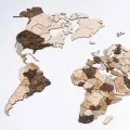 Деревянная карта мира настенная 200х120см / Деревянная карта мира Русский язык (гравировка стран, столиц, городов, штатов)