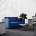 Диван прямой Альфа с подлокотниками синяя кожа. Офис, дом, салон красоты, прихожая, гостиная, зона ожидания.