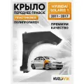 Крыло переднее правое Hyundai Solaris 1 (2011-2017) пластиковое без отв. под повторитель