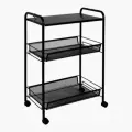 Этажерка Ладья 33 КС металлическая черная , 3 полки, на колесиках