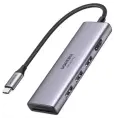 Хаб (разветвитель) Ugreen 6 в 1, 3 х USB 3.0, HDMI, SD/TF, серый