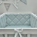 Бортики в кроватку для новорождённых, пыльно-голубой, 100% хлопок, 60х30 см - 2 шт, 120х30 см - 2 шт, MamiBro