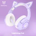 Игровые наушники ONIKUMA K9 Lightning Cat фиолетовые с кошачьими ушками и подсветкой