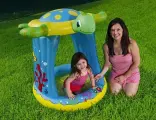 Надувной бассейн Черепашка с надувным дном и тентом, 109х96х104 см, от 2 лет, BestWay, 52219