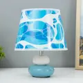 Лампа настольная с абажуром RISALUX «Морская волна», Е14, 15 Вт, бело-голубой
