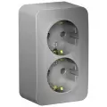 Розетка двухместная алюминий Systeme Electric Blanca с заземлением без шторок 16А, 250В, изолир. Пластина (комплект 5шт)