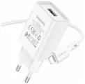 СЗУ BOROFONE BA68A Glacier 1xUSB, 2.1А + кабель Lightning 8-pin, 1м (белый)