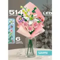 Конструктор цветы Wimi, для девочки, букет цветочный, 3 д, светящийся