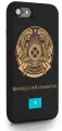 Черный силиконовый чехол SignumCase для iPhone 7/8/SE2020 Золотой Герб Казахстана для Айфон 7/8/СЕ2020