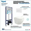 Инсталляция с унитазом комплект 5 в 1 Teymi унитаз подвесной безободковый торнадо Lina Vortex кнопка белая / хром F13838