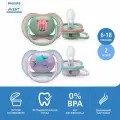 Пустышка силиконовая ортодонтическая Philips AVENT Ultra Air SCF085/18 6-18 м, 2 шт., розовый/серый/голубой/сиреневый, 2 шт.