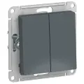 Systeme Electric Выключатель ATN000751 двухклавишный, квадратный, настенный Atlas Design грифель, 10 штук