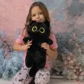 Мягкая игрушка котик с круглыми глазами 40 см черный