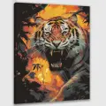 Картина по номерам 40x50 см, динамичная, акриловая картина, тигр, огненная оранжевая полоск, черная полоска, скачущий